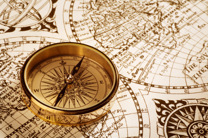 Antique Compass and Map